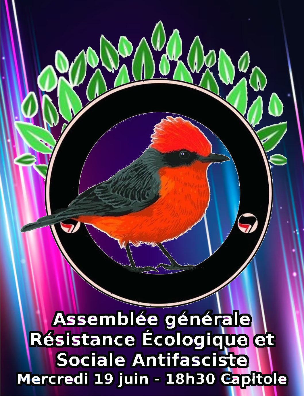 [image] Assemblée Générale Résistance Écologique et Sociale Antifasciste mercredi 19 juin 18h30 capitole